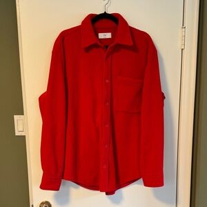 TNA Red Button-Up Polar Fleece Shirt Jacket